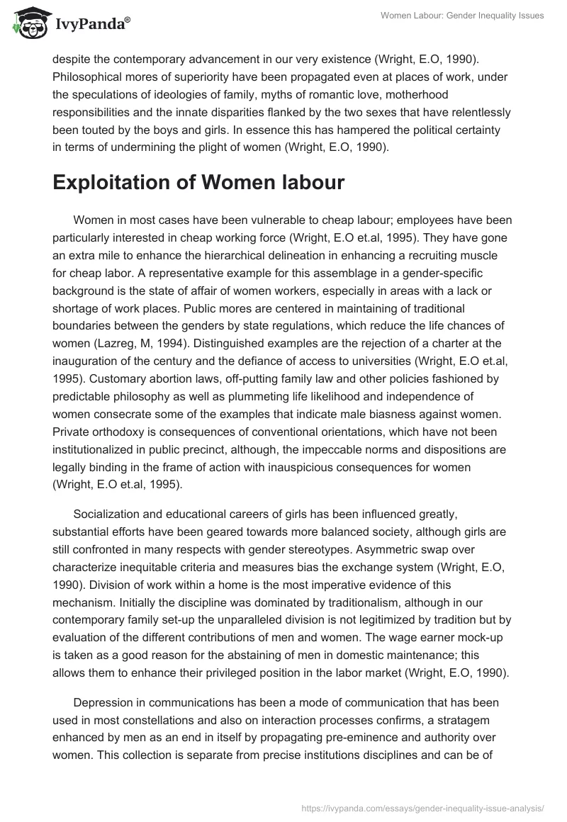 Women Labour: Gender Inequality Issues. Page 3