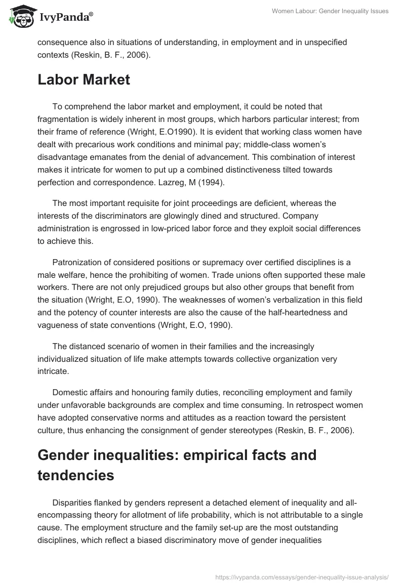 Women Labour: Gender Inequality Issues. Page 4