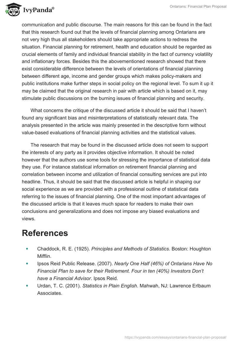 Ontarians: Financial Plan Proposal. Page 5