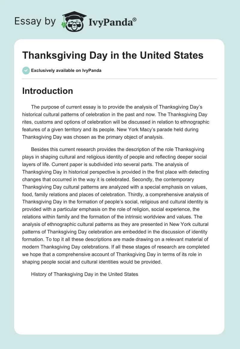 Thanksgiving Day in the United States. Page 1