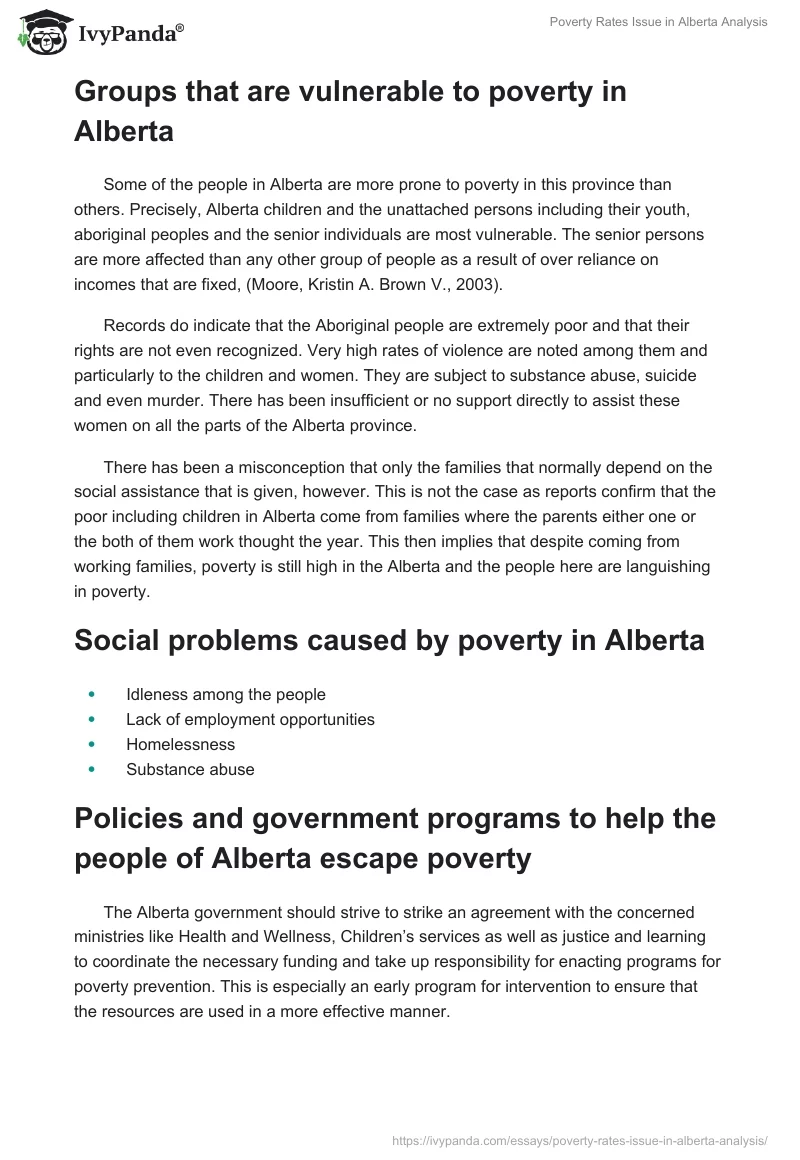 Poverty Rates Issue in Alberta Analysis. Page 3