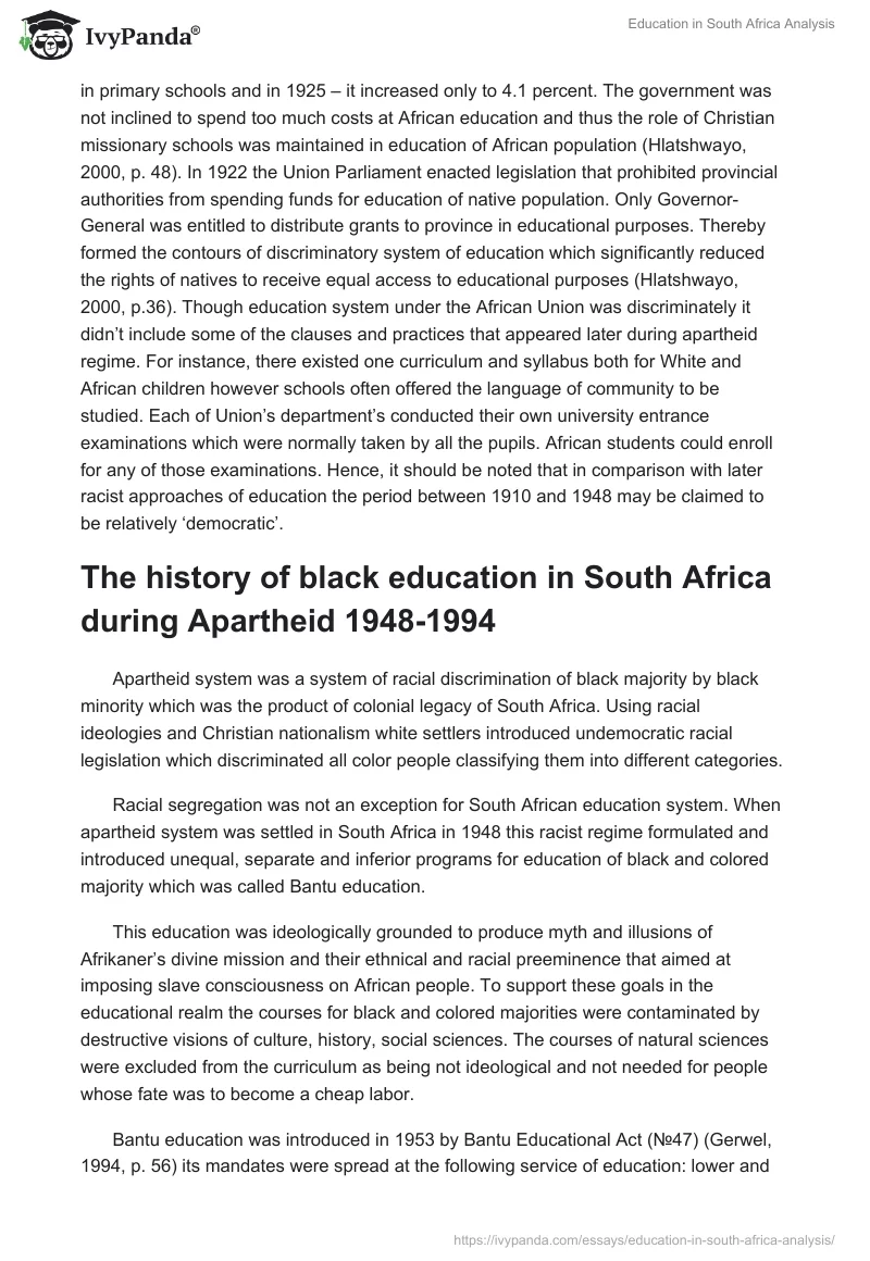 Education in South Africa Analysis. Page 2