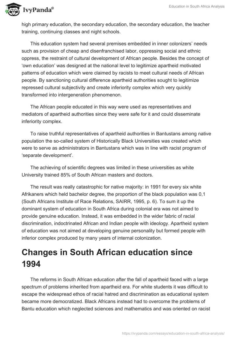 Education in South Africa Analysis. Page 3