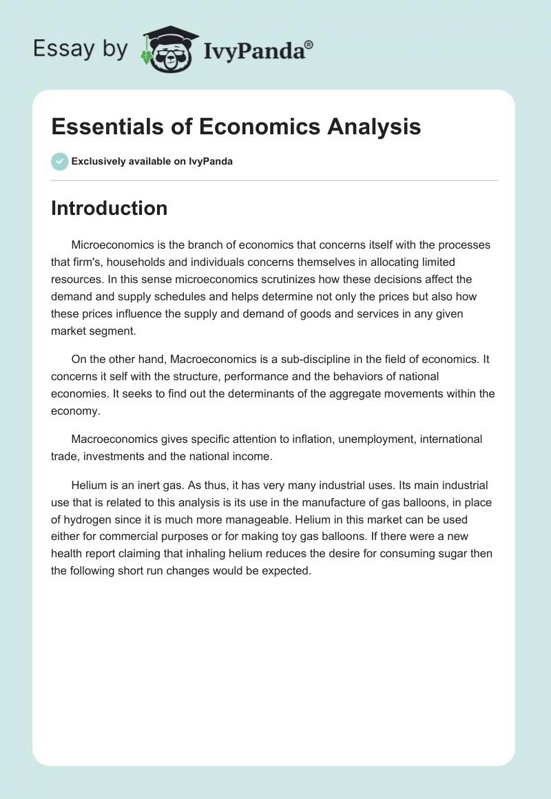 Essentials of Economics Analysis. Page 1