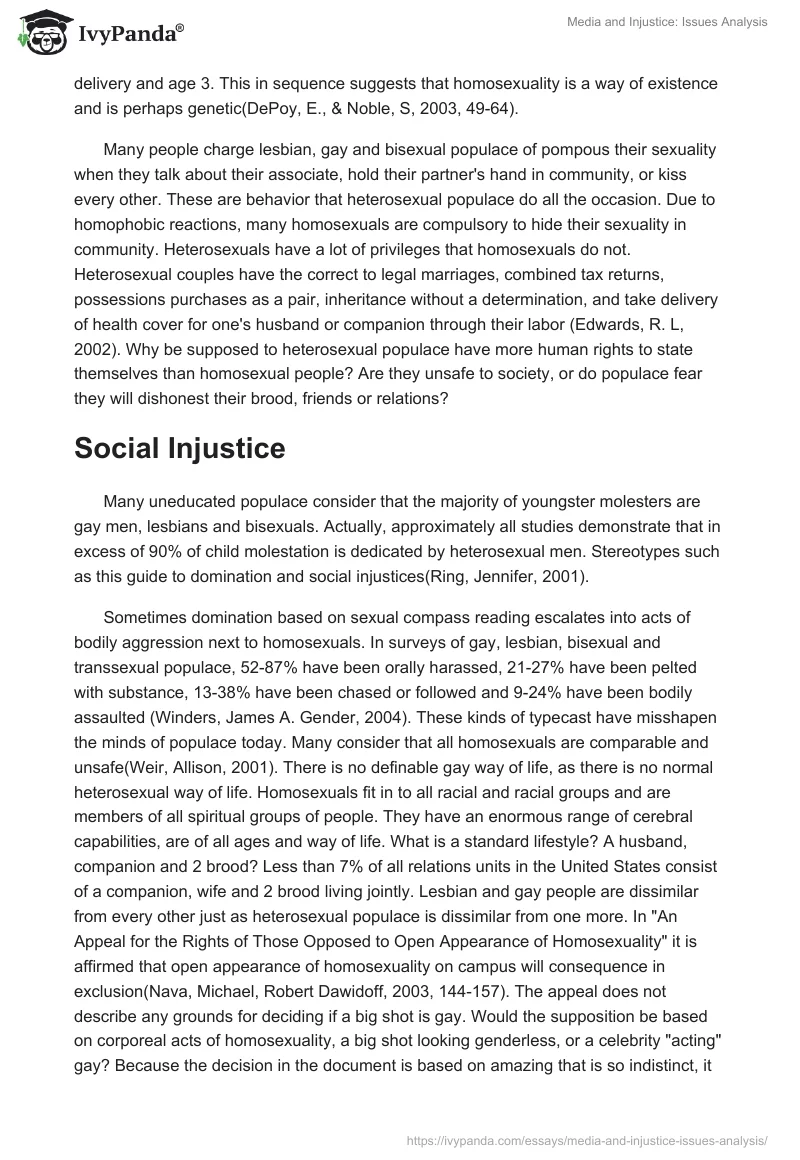 Media and Injustice: Issues Analysis. Page 3
