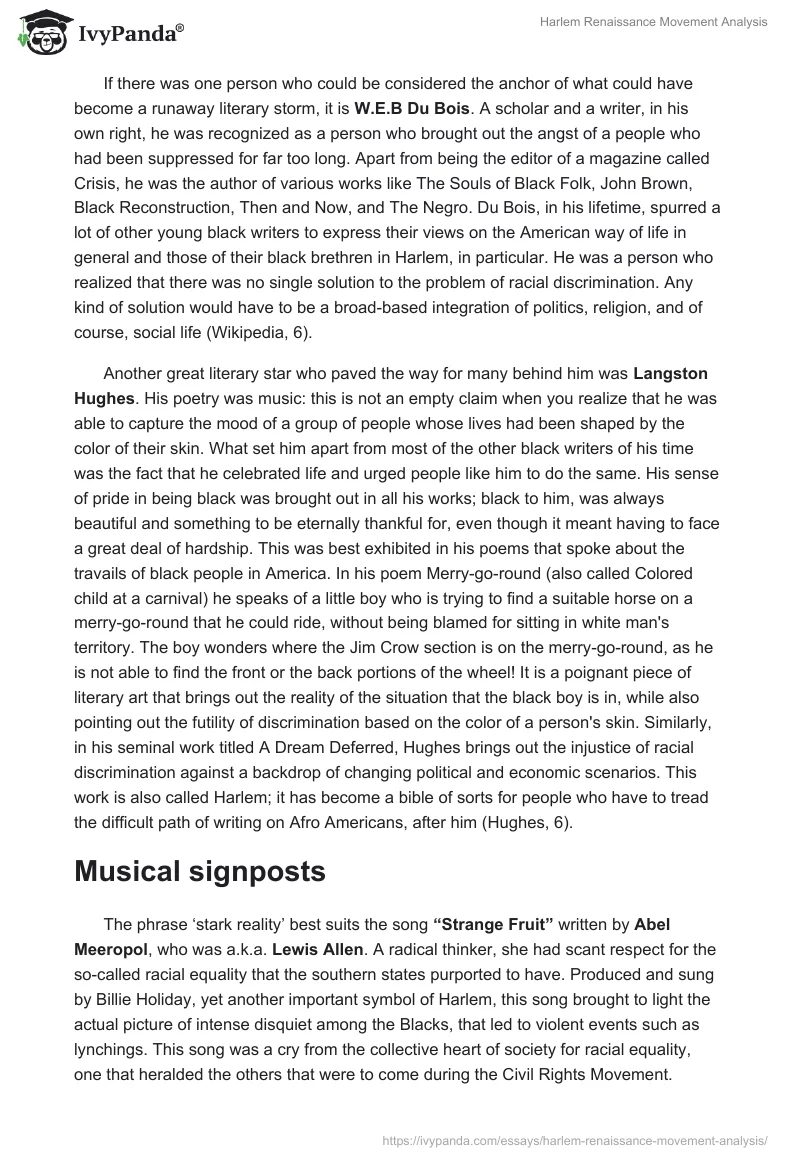 Harlem Renaissance Movement Analysis. Page 3