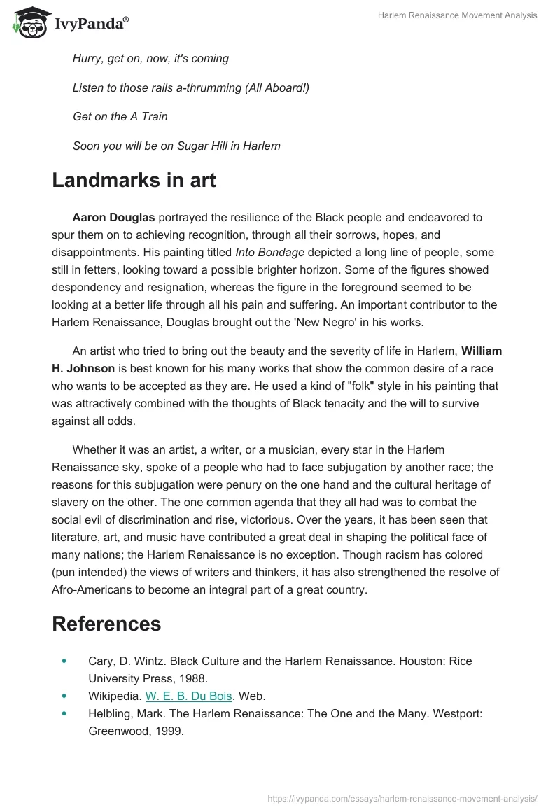 Harlem Renaissance Movement Analysis. Page 5
