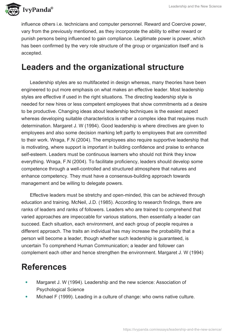 Leadership and the New Science. Page 3