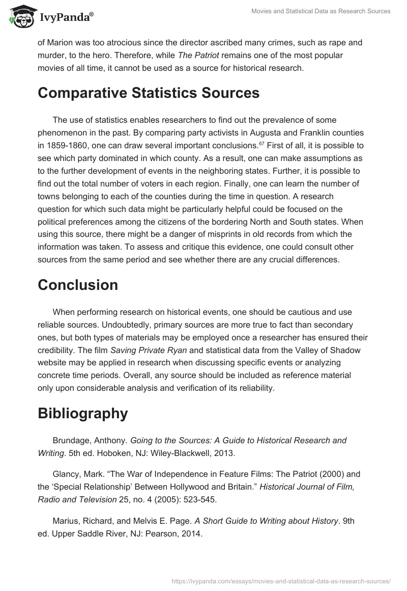 Movies and Statistical Data as Research Sources. Page 3