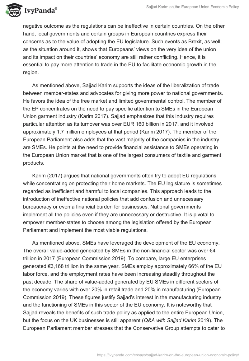 Sajjad Karim on the European Union Economic Policy. Page 2