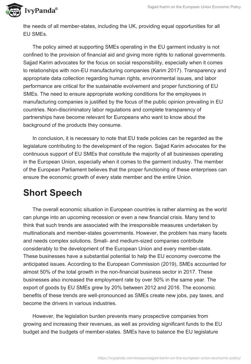 Sajjad Karim on the European Union Economic Policy. Page 3