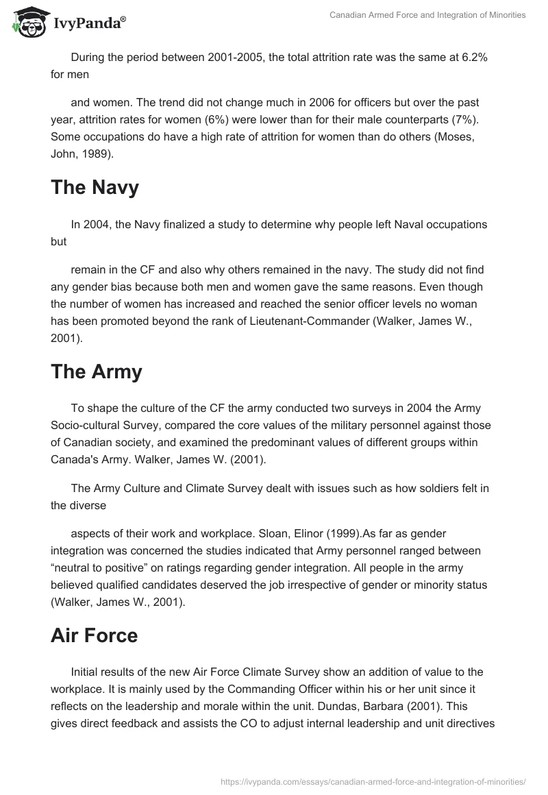 Canadian Armed Force and Integration of Minorities. Page 5