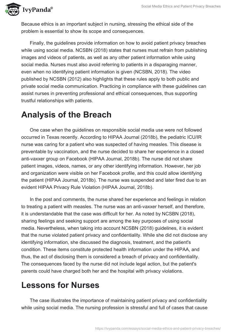 Social Media Ethics and Patient Privacy Breaches. Page 2