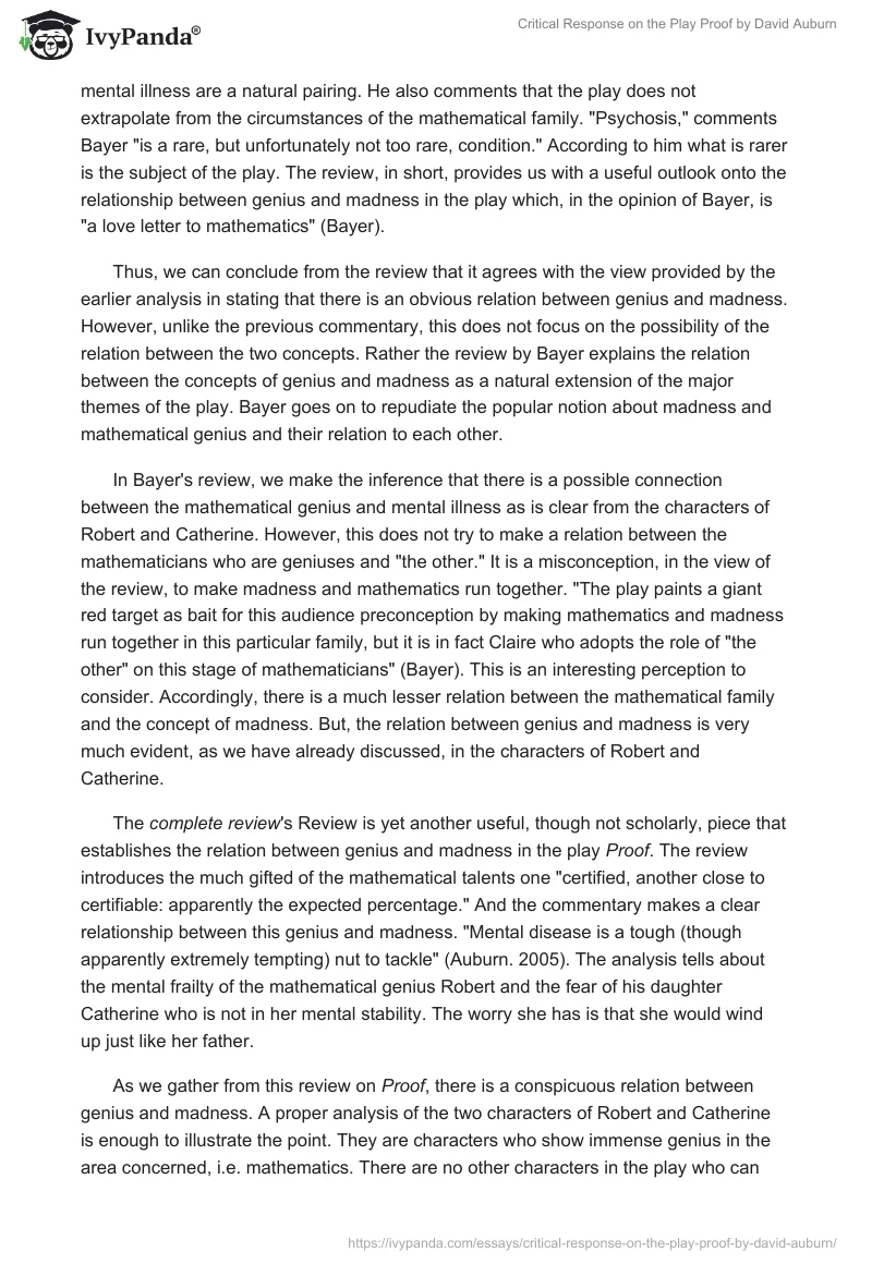 Critical Response on the Play Proof by David Auburn. Page 4