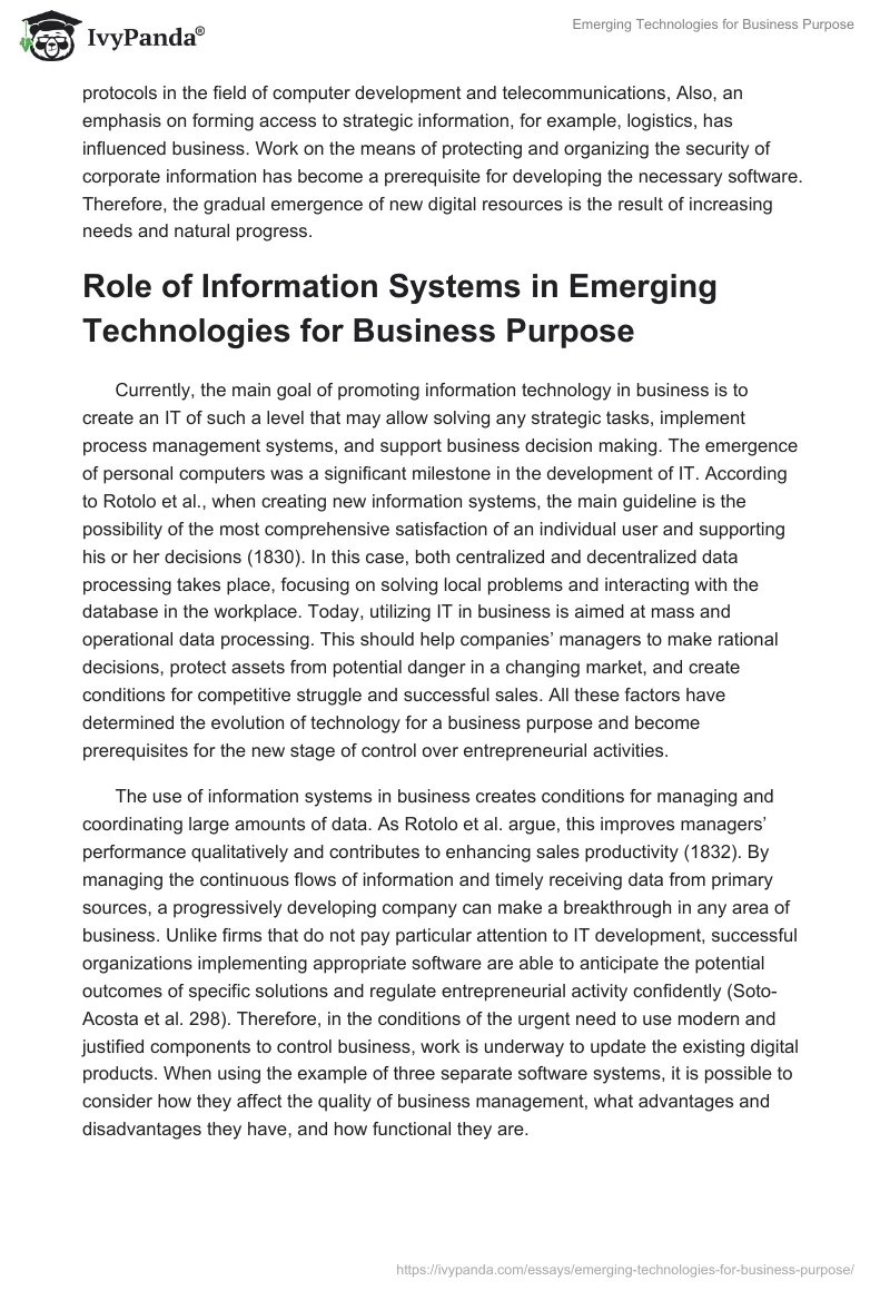 Emerging Technologies for Business Purpose. Page 2