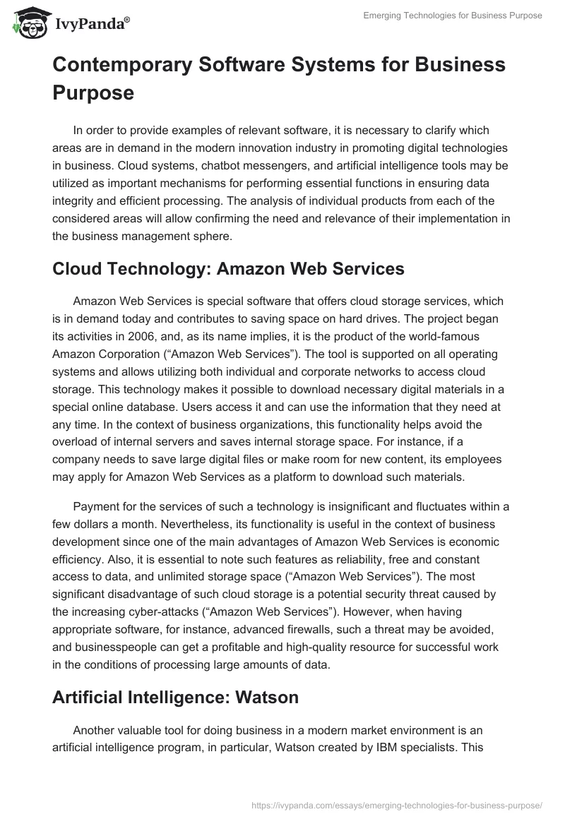 Emerging Technologies for Business Purpose. Page 3