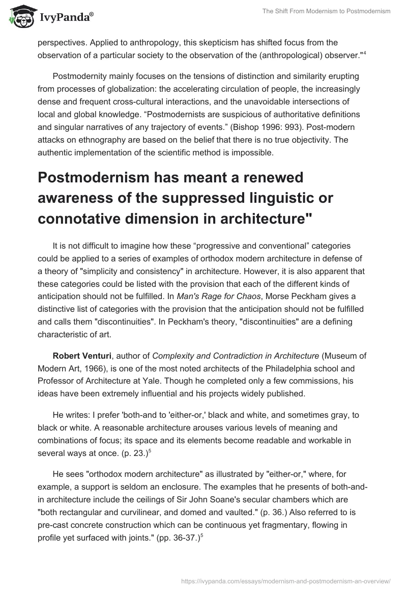 The Shift From Modernism to Postmodernism. Page 3