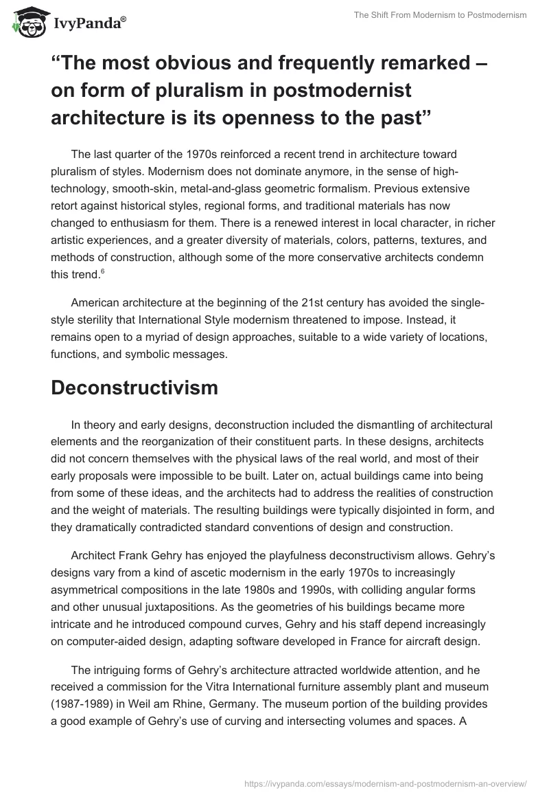 The Shift From Modernism to Postmodernism. Page 4