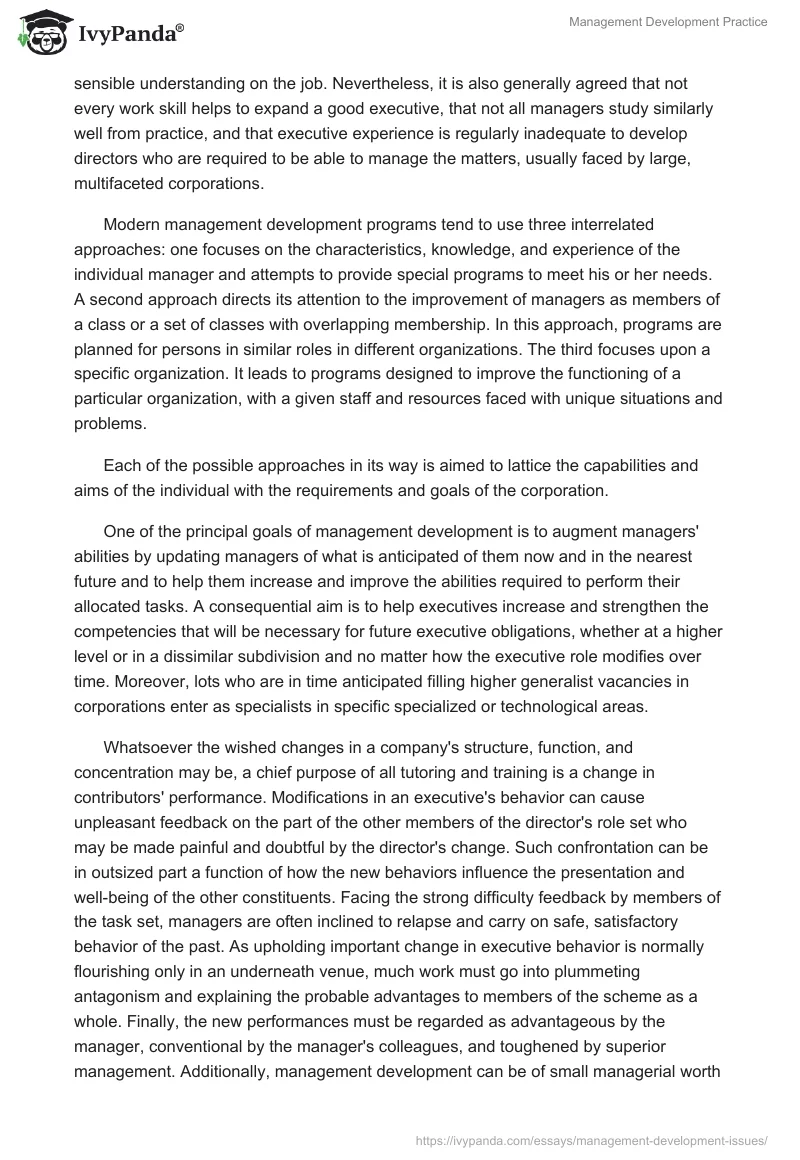 Management Development Practice. Page 2