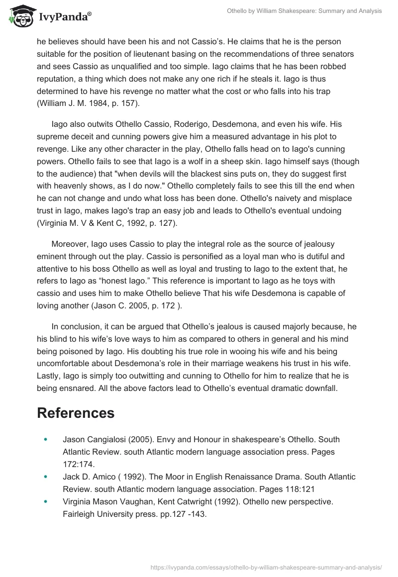 "Othello" by William Shakespeare: Summary and Analysis. Page 4