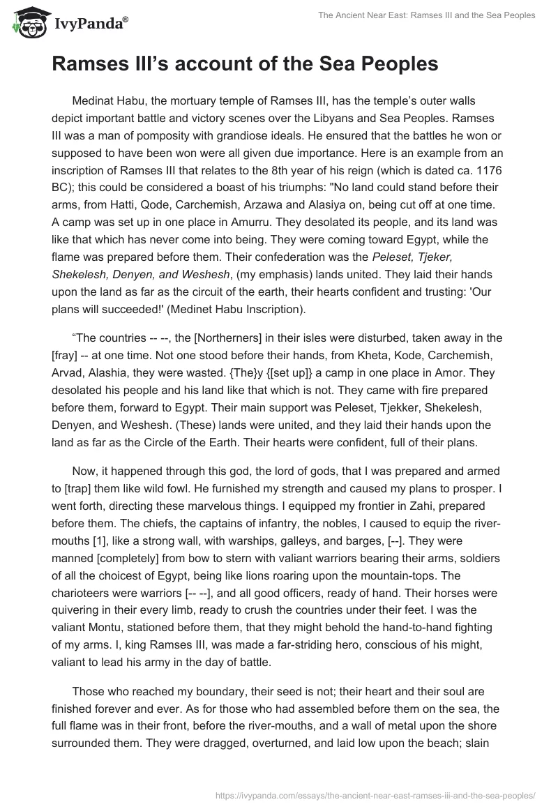The Ancient Near East: Ramses III and the Sea Peoples. Page 5