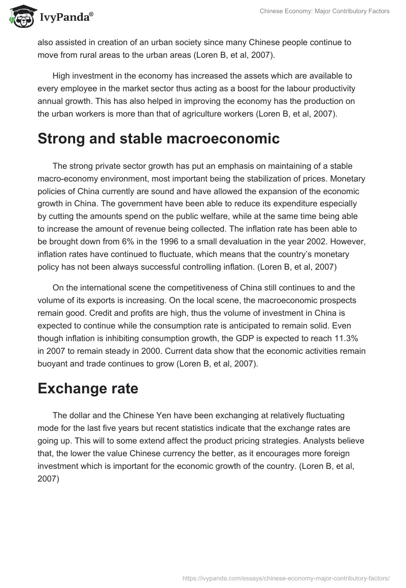 Chinese Economy: Major Contributory Factors. Page 4