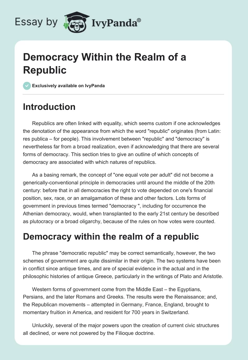 Democracy Within the Realm of a Republic. Page 1