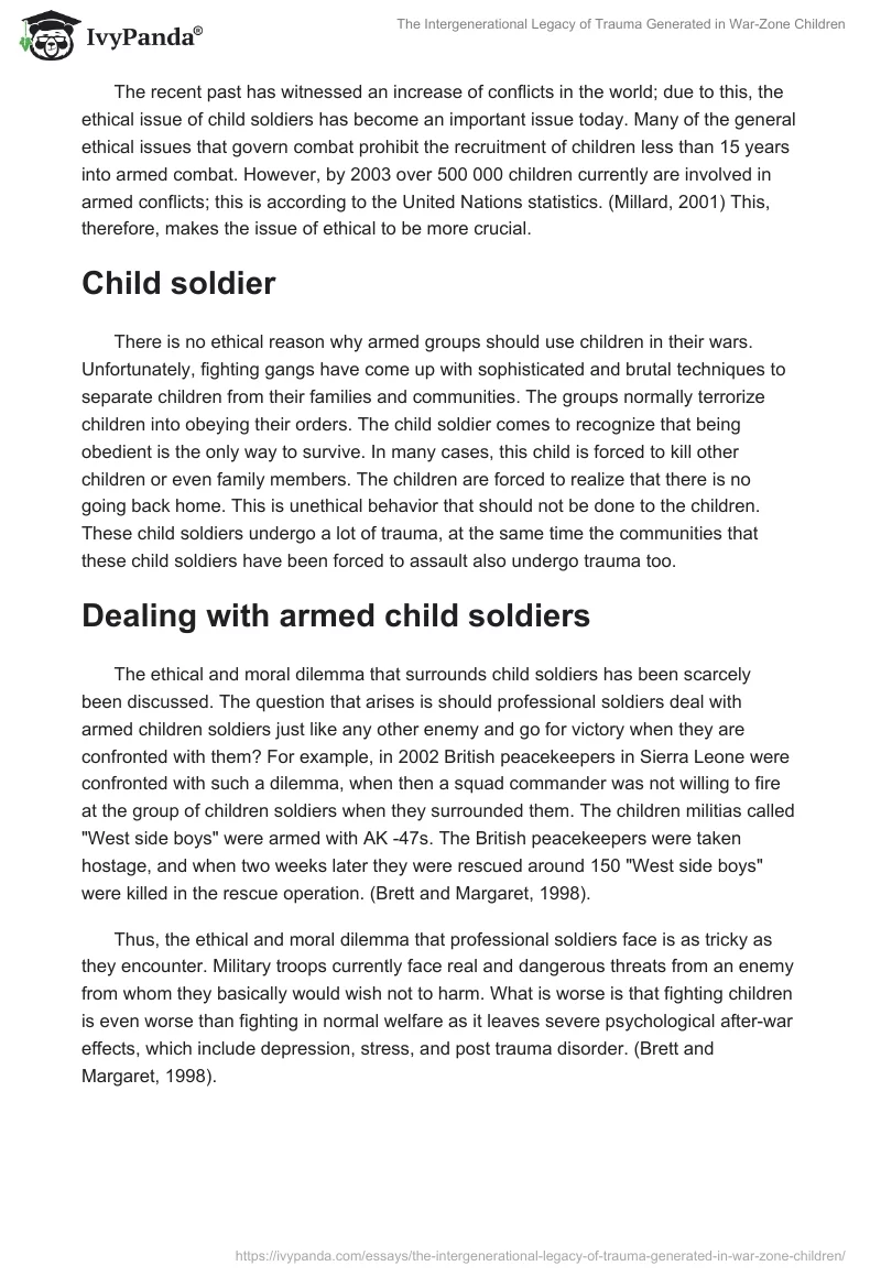 The Intergenerational Legacy of Trauma Generated in War-Zone Children. Page 2
