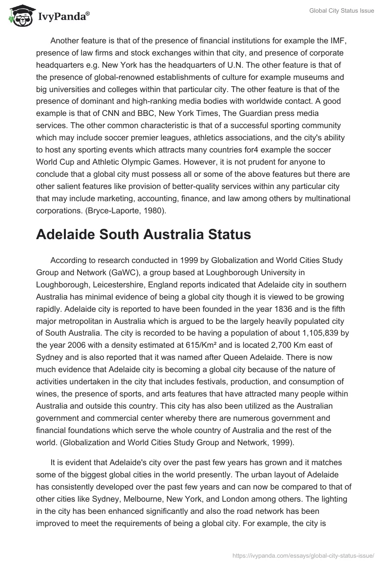 Global City Status Issue. Page 2