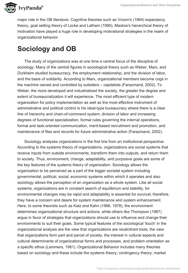 Organizational Behavior and Other Disciplines. Page 2