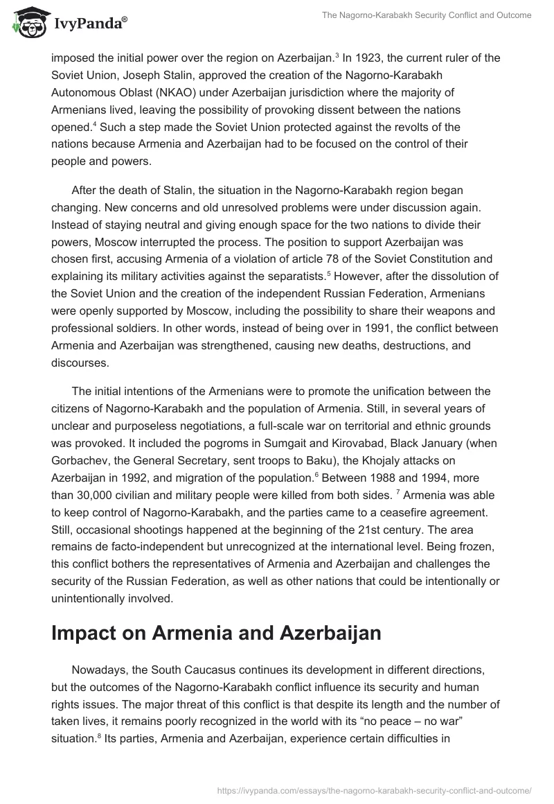 The Nagorno-Karabakh Security Conflict and Outcome. Page 2