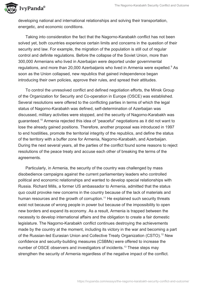 The Nagorno-Karabakh Security Conflict and Outcome. Page 3