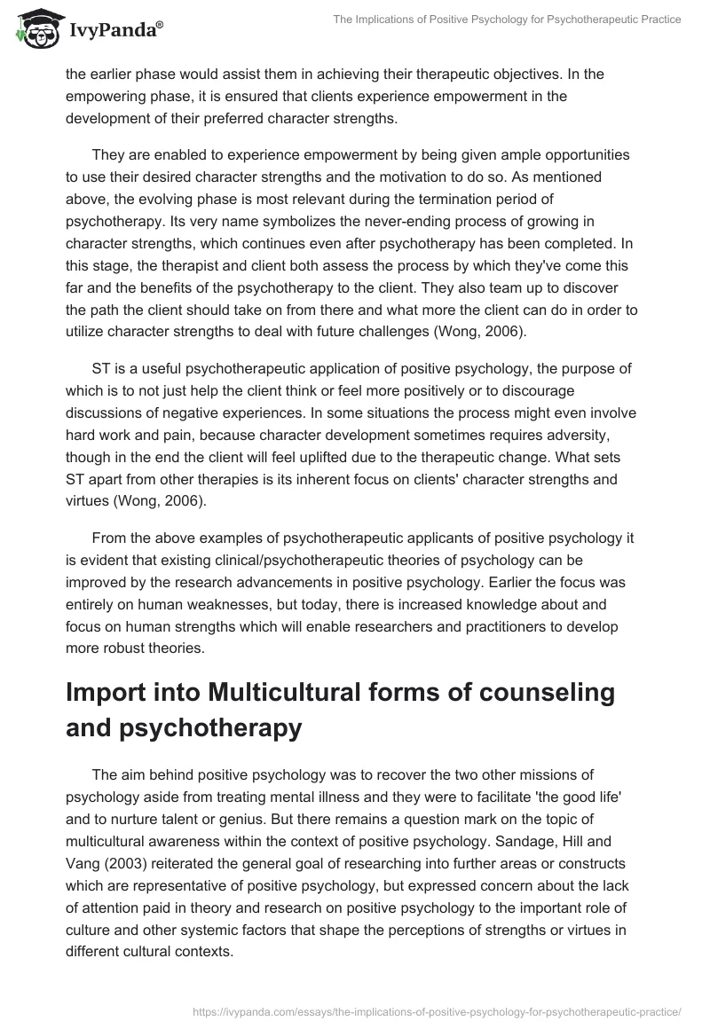 The Implications of Positive Psychology for Psychotherapeutic Practice. Page 5
