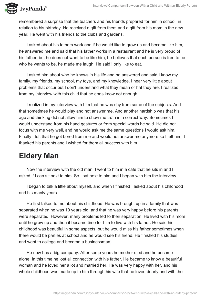 Interviews Comparison Between With a Child and With an Elderly Person. Page 2
