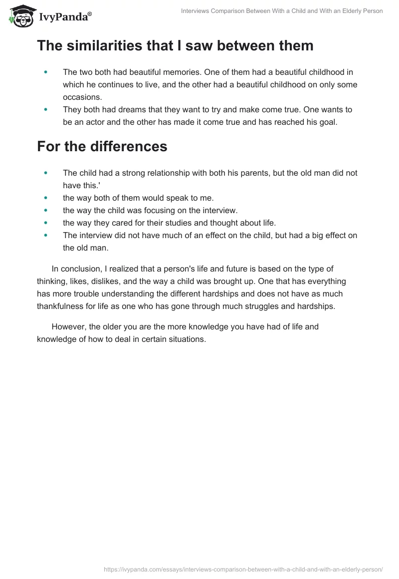 Interviews Comparison Between With a Child and With an Elderly Person. Page 4