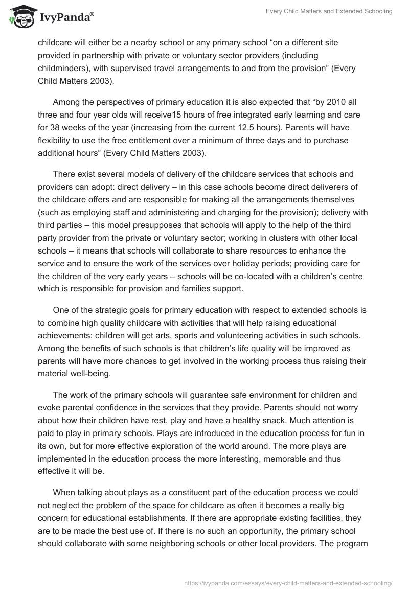 Every Child Matters and Extended Schooling. Page 3