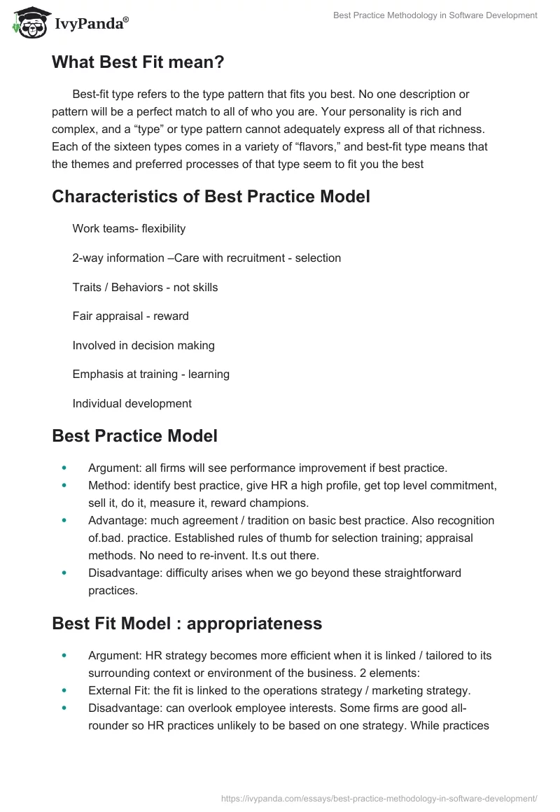 Best Practice Methodology in Software Development. Page 3