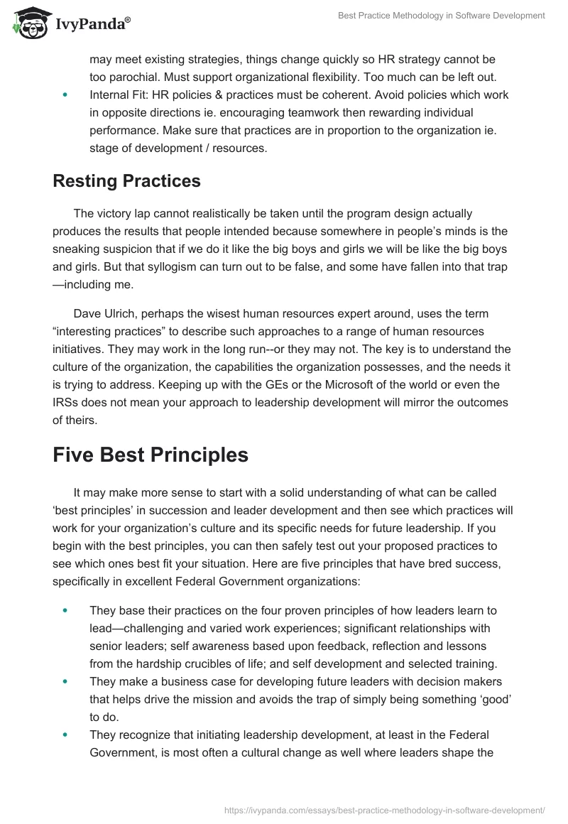 Best Practice Methodology in Software Development. Page 4