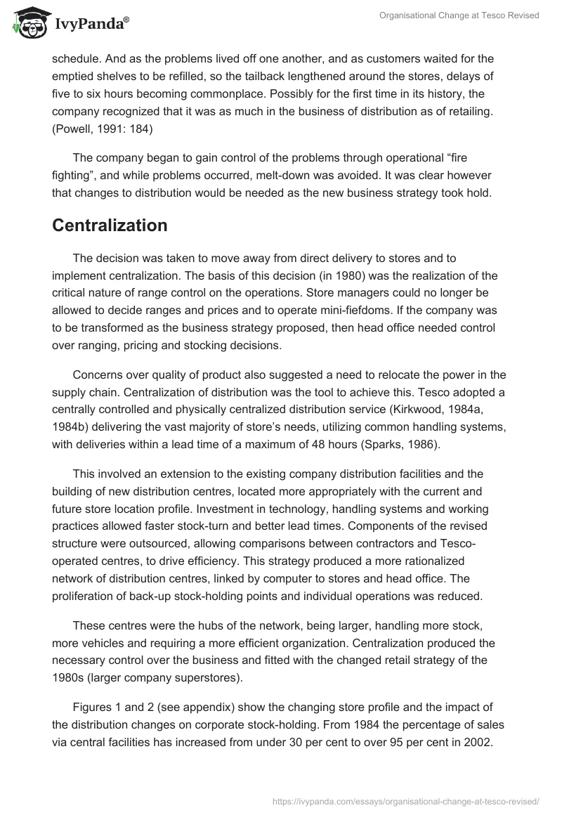 Organisational Change at Tesco Revised. Page 4