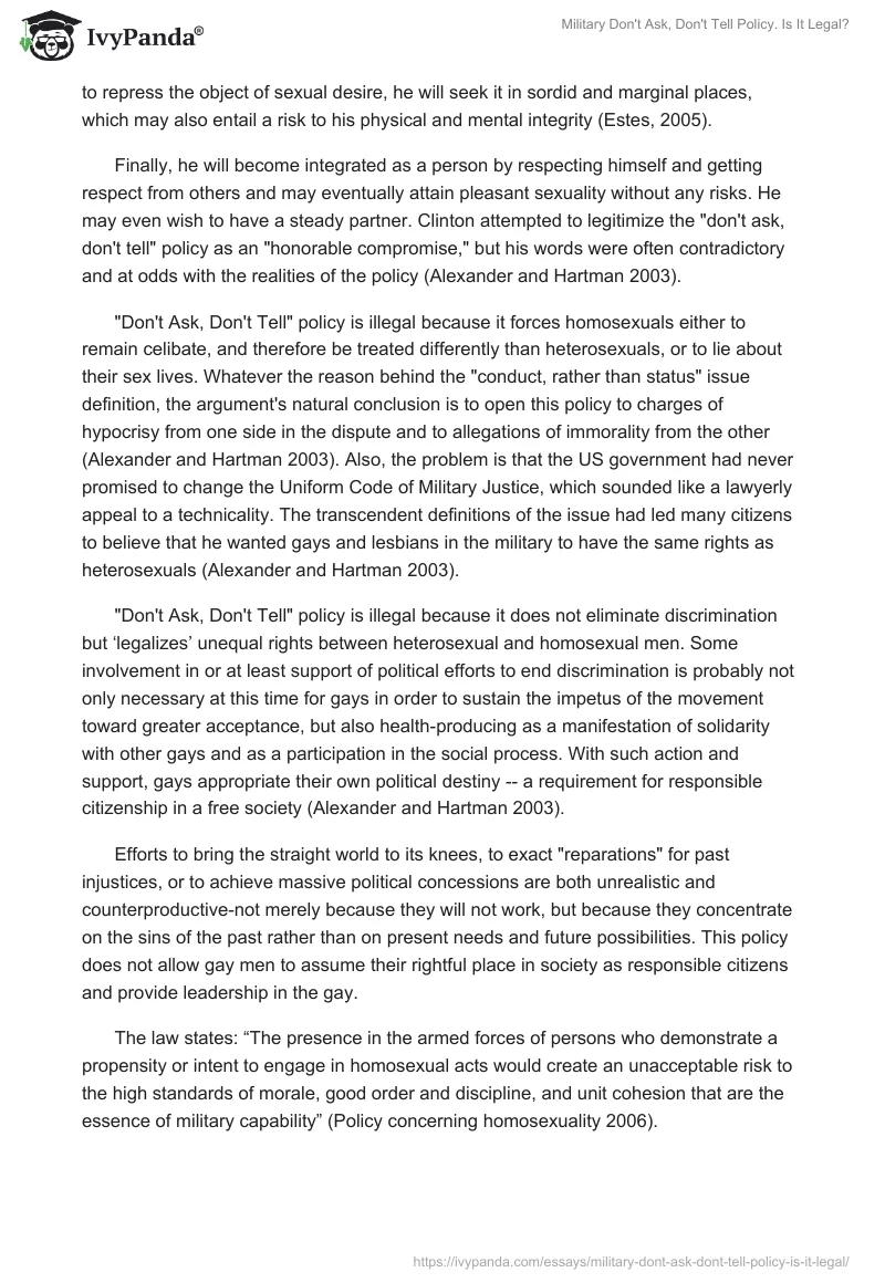 Military "Don't Ask, Don't Tell" Policy. Is It Legal?. Page 3