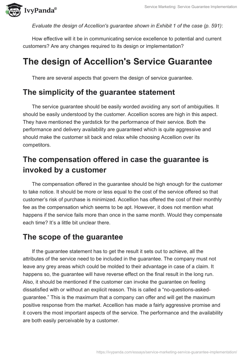 Service Marketing: Service Guarantee Implementation. Page 2