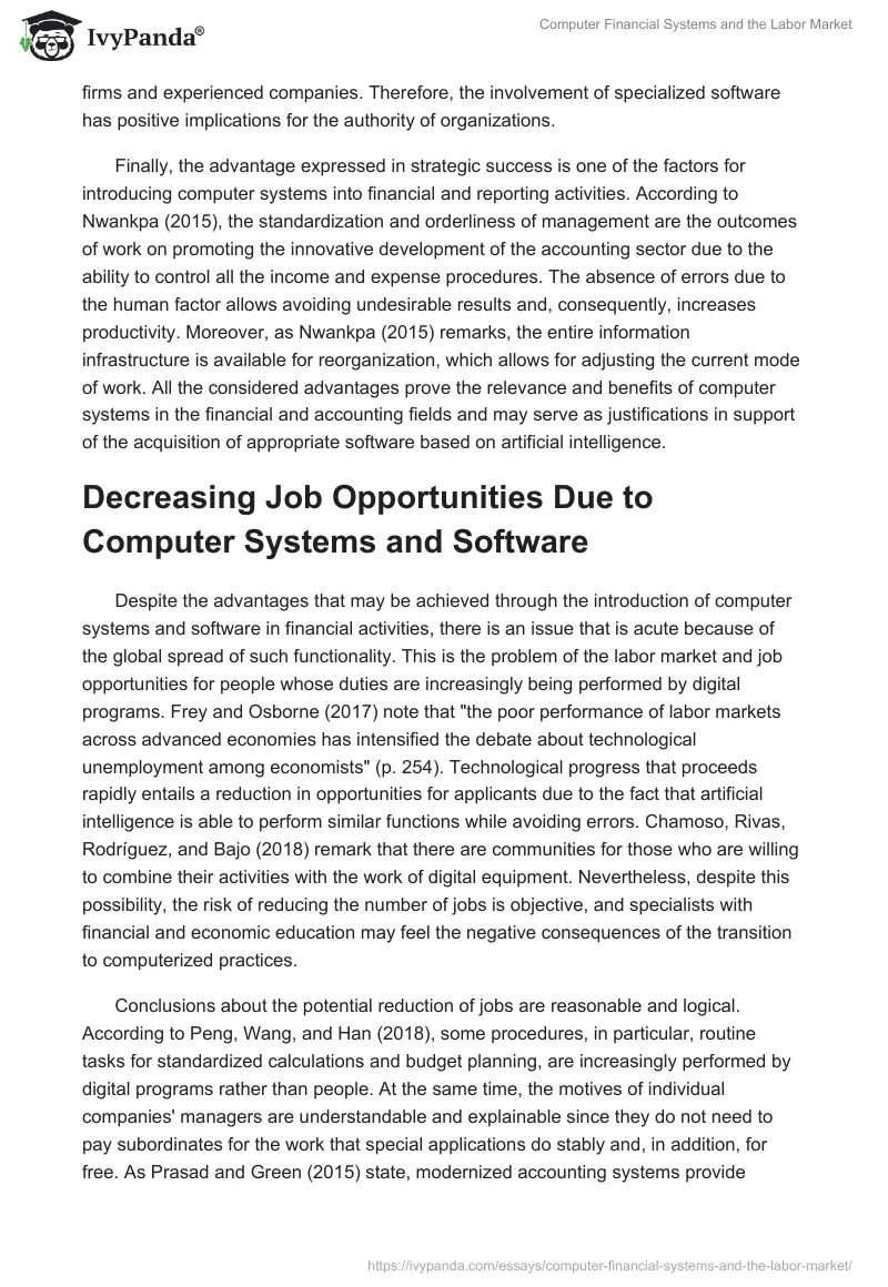 Computer Financial Systems and the Labor Market. Page 4