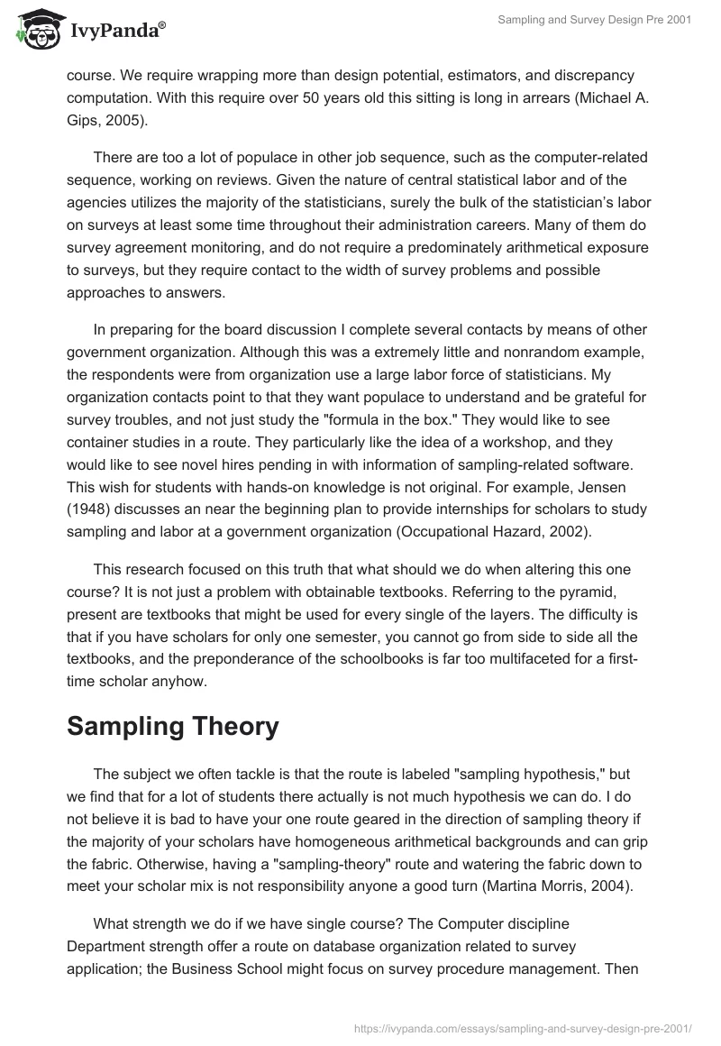 Sampling and Survey Design Pre 2001. Page 5