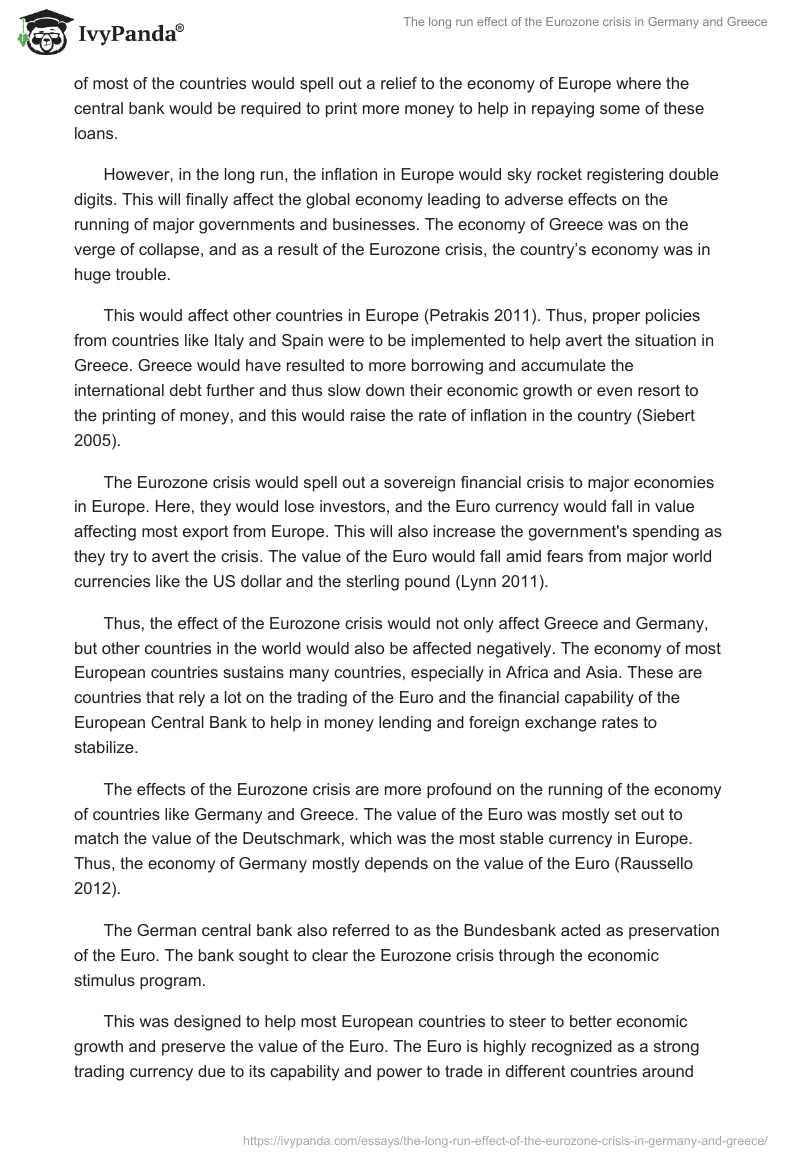 The long run effect of the Eurozone crisis in Germany and Greece. Page 4
