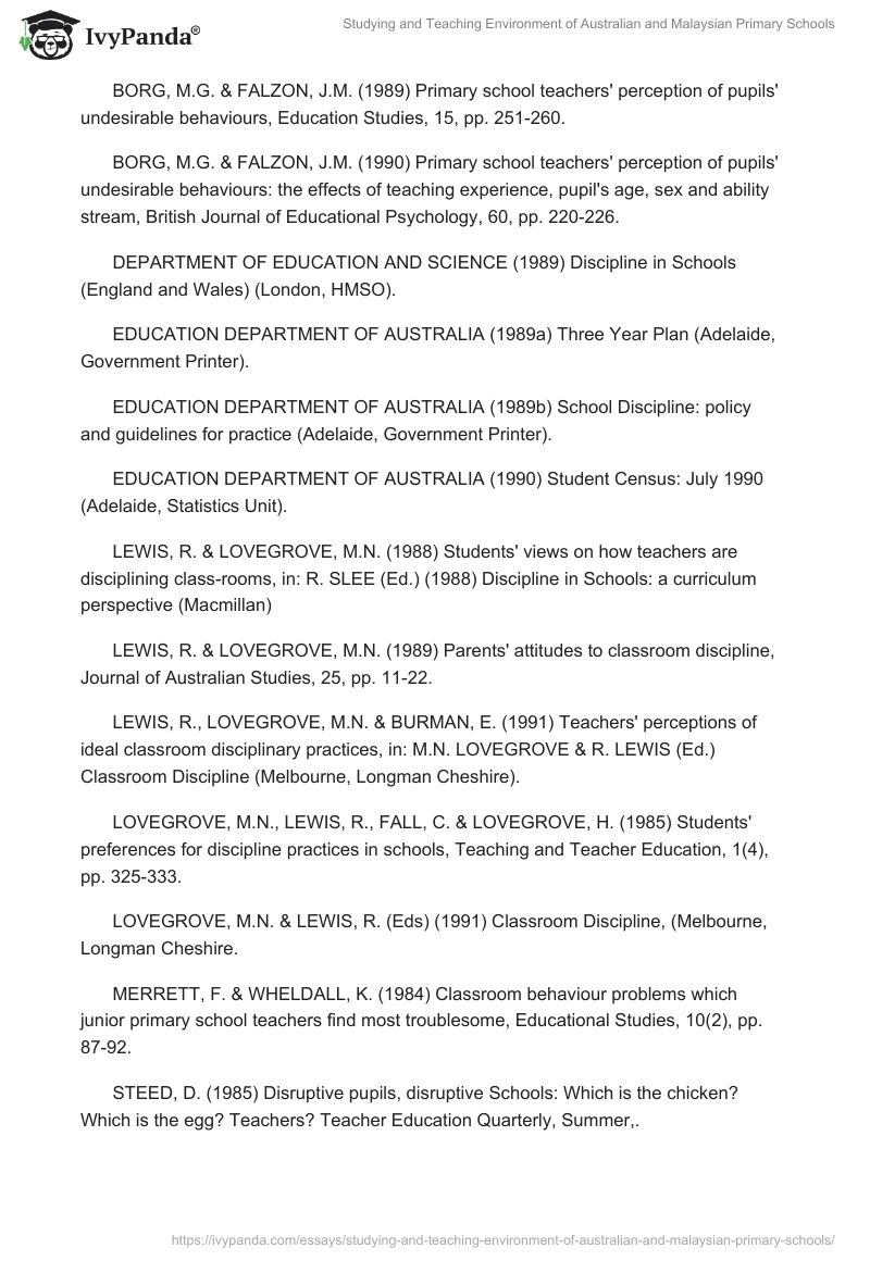 Studying and Teaching Environment of Australian and Malaysian Primary Schools. Page 4