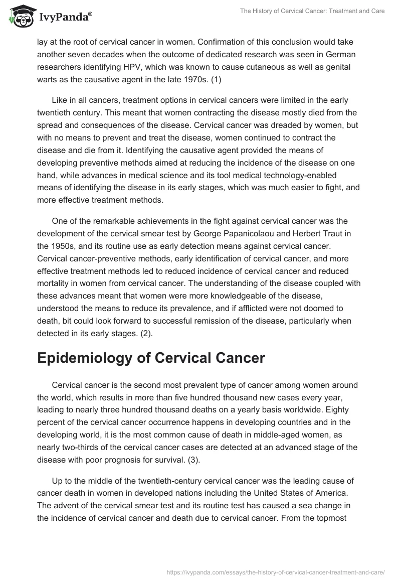 The History of Cervical Cancer: Treatment and Care. Page 2