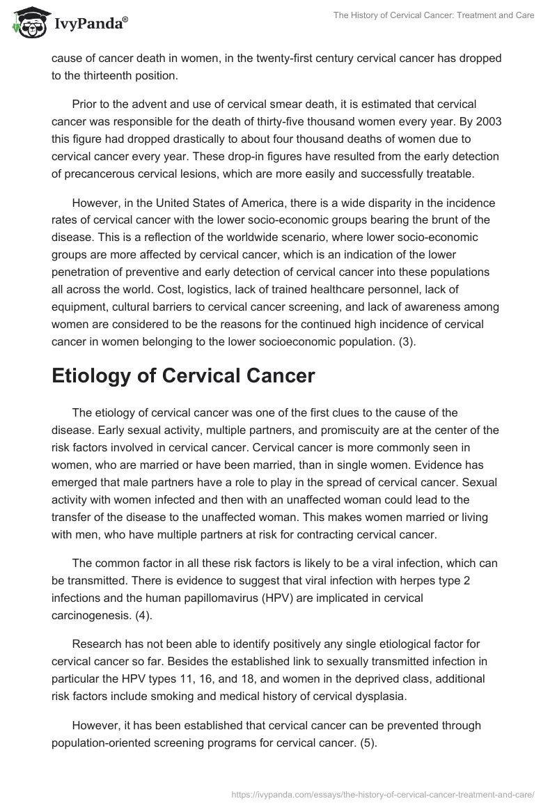 The History of Cervical Cancer: Treatment and Care. Page 3