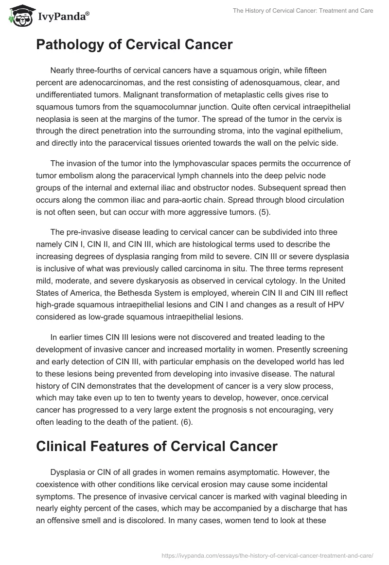 The History of Cervical Cancer: Treatment and Care. Page 4