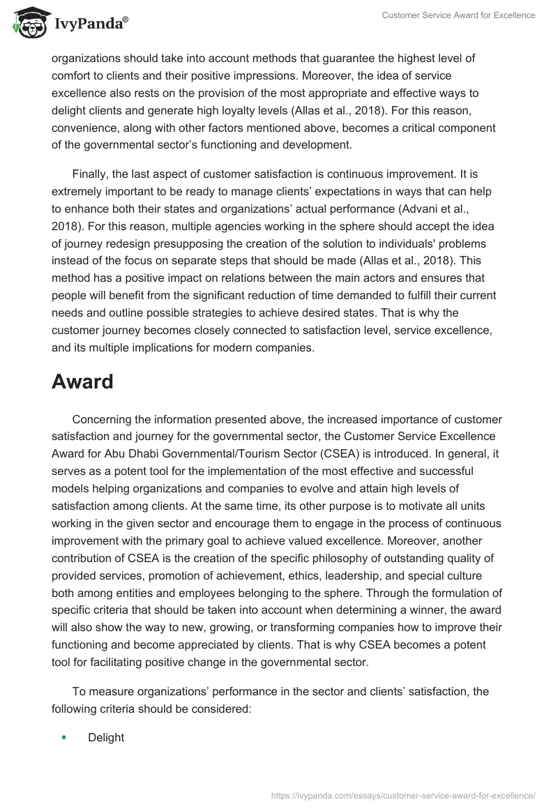 Customer Service Award for Excellence. Page 4