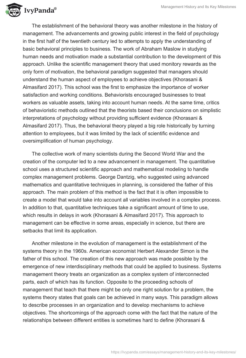 Management History and Its Key Milestones. Page 2
